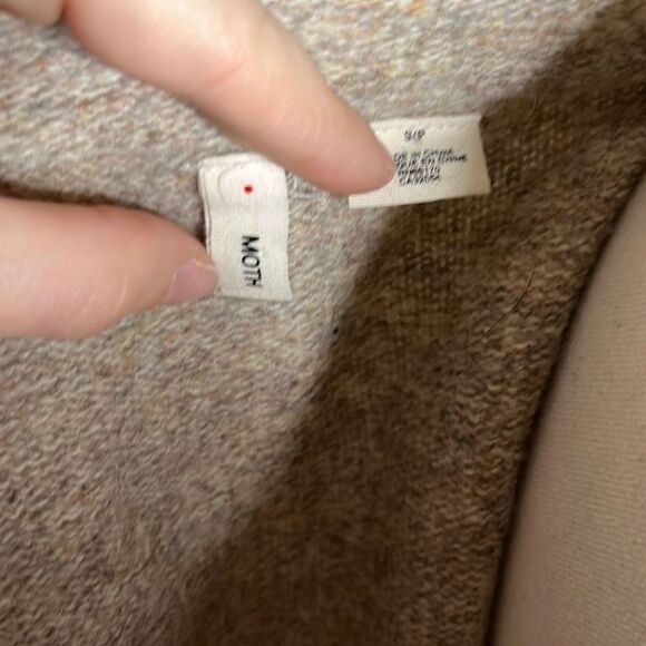 Moth Cardigan Sweater Beige Wool Blend Ruffle Womens Size Small - Picture 8 of 9